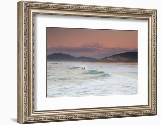 Long Exposure of Surfers Enjoy the Wave on Praia Da Joaquina Beach-Alex Saberi-Framed Photographic Print