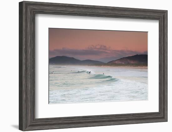 Long Exposure of Surfers Enjoy the Wave on Praia Da Joaquina Beach-Alex Saberi-Framed Photographic Print