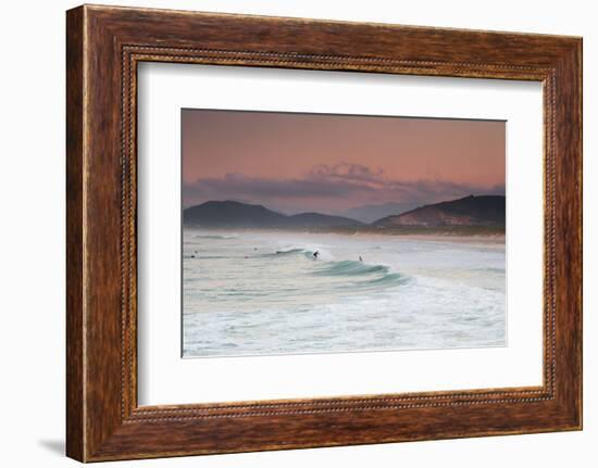 Long Exposure of Surfers Enjoy the Wave on Praia Da Joaquina Beach-Alex Saberi-Framed Photographic Print