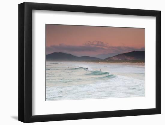 Long Exposure of Surfers Enjoy the Wave on Praia Da Joaquina Beach-Alex Saberi-Framed Photographic Print