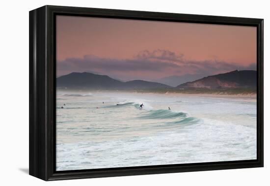 Long Exposure of Surfers Enjoy the Wave on Praia Da Joaquina Beach-Alex Saberi-Framed Premier Image Canvas