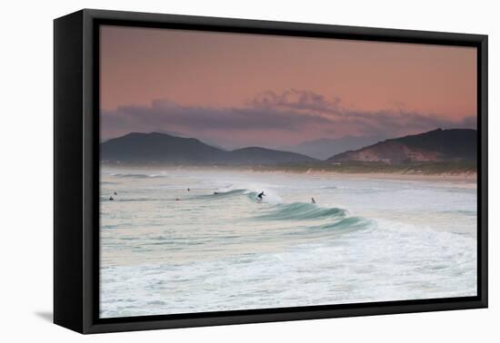 Long Exposure of Surfers Enjoy the Wave on Praia Da Joaquina Beach-Alex Saberi-Framed Premier Image Canvas