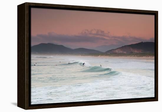 Long Exposure of Surfers Enjoy the Wave on Praia Da Joaquina Beach-Alex Saberi-Framed Premier Image Canvas