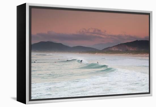 Long Exposure of Surfers Enjoy the Wave on Praia Da Joaquina Beach-Alex Saberi-Framed Premier Image Canvas