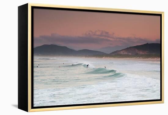 Long Exposure of Surfers Enjoy the Wave on Praia Da Joaquina Beach-Alex Saberi-Framed Premier Image Canvas