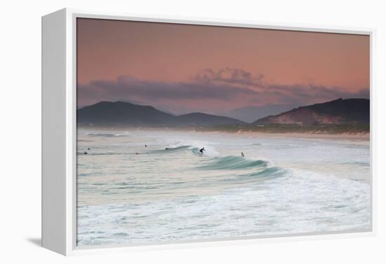 Long Exposure of Surfers Enjoy the Wave on Praia Da Joaquina Beach-Alex Saberi-Framed Premier Image Canvas