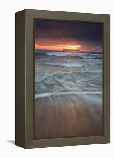 Long Exposure of the Sea on Mole Beach on Florianopolis Island at Sunrise-Alex Saberi-Framed Premier Image Canvas