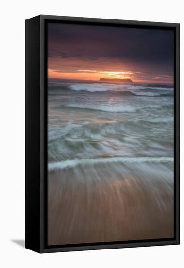 Long Exposure of the Sea on Mole Beach on Florianopolis Island at Sunrise-Alex Saberi-Framed Premier Image Canvas