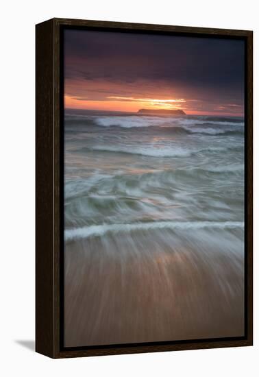 Long Exposure of the Sea on Mole Beach on Florianopolis Island at Sunrise-Alex Saberi-Framed Premier Image Canvas