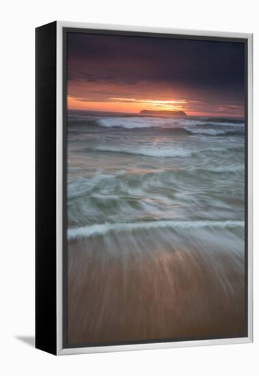 Long Exposure of the Sea on Mole Beach on Florianopolis Island at Sunrise-Alex Saberi-Framed Premier Image Canvas