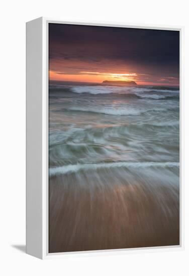 Long Exposure of the Sea on Mole Beach on Florianopolis Island at Sunrise-Alex Saberi-Framed Premier Image Canvas