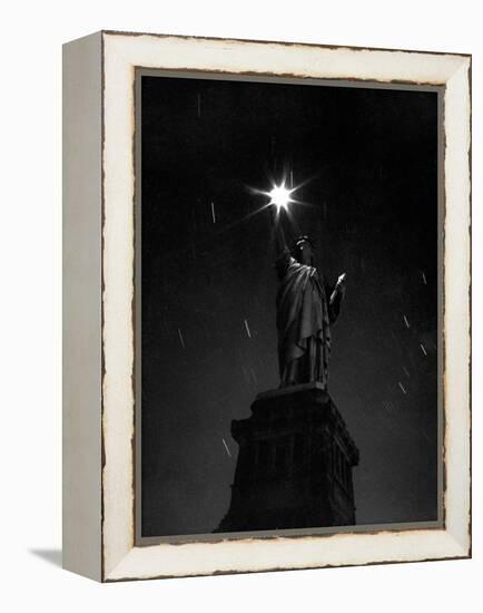 Long Exposure of the Statue of Liberty at Night-Andreas Feininger-Framed Premier Image Canvas