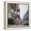 Long Hair Woman with short skirt, lace top and sandals walking up street in "New York Look" fashion-Vernon Merritt III-Framed Premier Image Canvas
