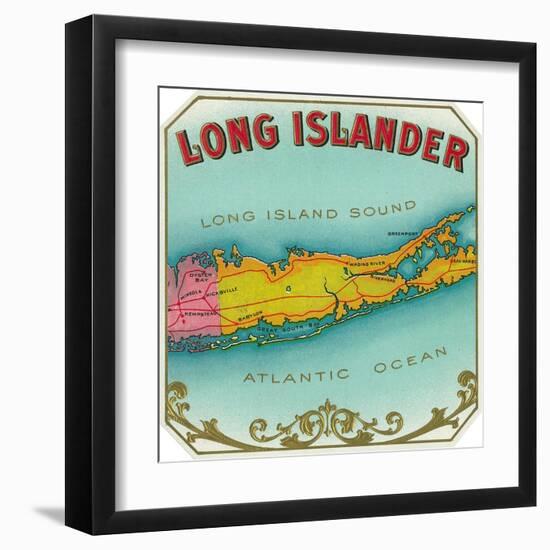 Long Islander Brand Cigar Box Label-Lantern Press-Framed Art Print