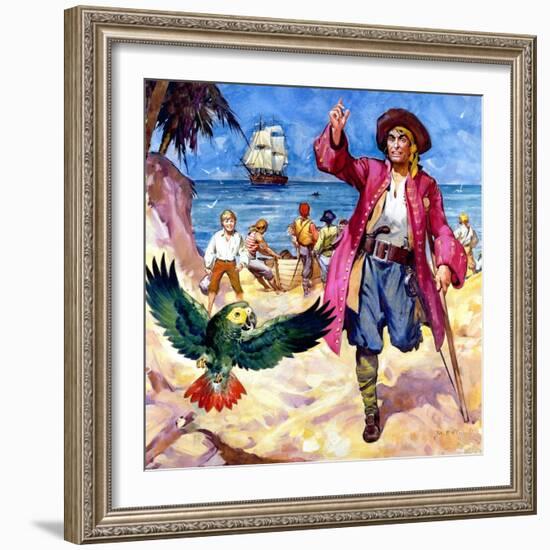 Long John Silver and His Parrot-McConnell-Framed Giclee Print