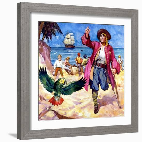 Long John Silver and His Parrot-McConnell-Framed Giclee Print