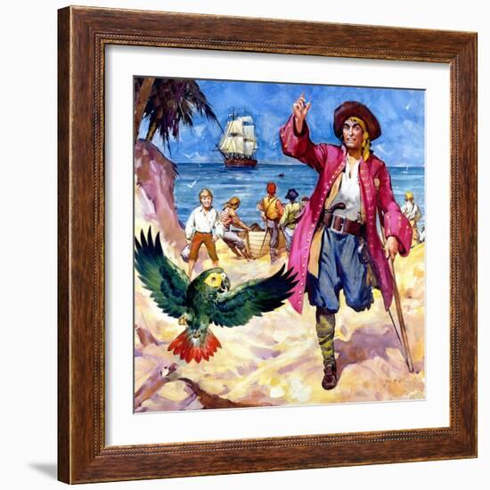 Long John Silver and His Parrot-McConnell-Framed Giclee Print