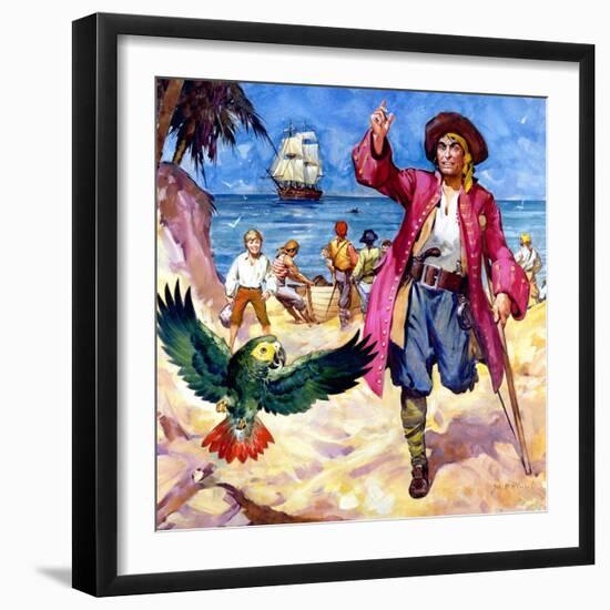 Long John Silver and His Parrot-McConnell-Framed Giclee Print