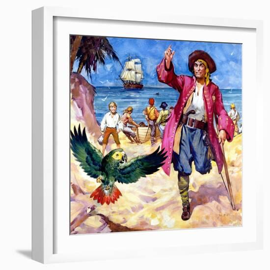 Long John Silver and His Parrot-McConnell-Framed Giclee Print