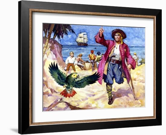 Long John Silver and His Parrot-James Edwin Mcconnell-Framed Giclee Print