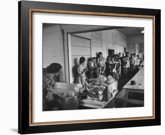 Long Line of Children Preparing to Receive their Free Lunches at the Rives Elementary School-John Dominis-Framed Photographic Print