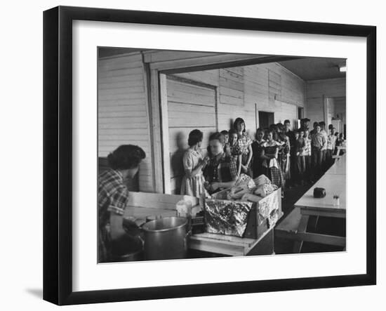 Long Line of Children Preparing to Receive their Free Lunches at the Rives Elementary School-John Dominis-Framed Photographic Print