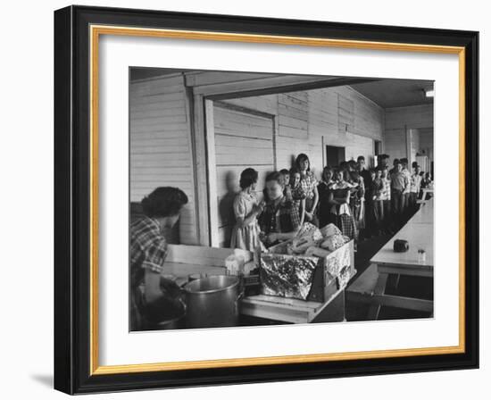 Long Line of Children Preparing to Receive their Free Lunches at the Rives Elementary School-John Dominis-Framed Photographic Print