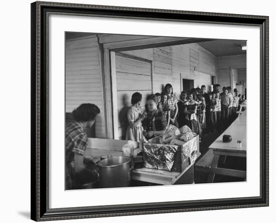 Long Line of Children Preparing to Receive their Free Lunches at the Rives Elementary School-John Dominis-Framed Photographic Print