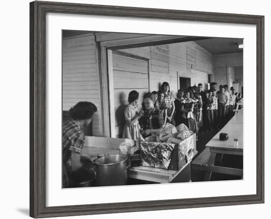 Long Line of Children Preparing to Receive their Free Lunches at the Rives Elementary School-John Dominis-Framed Photographic Print