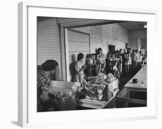 Long Line of Children Preparing to Receive their Free Lunches at the Rives Elementary School-John Dominis-Framed Photographic Print