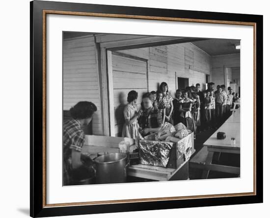 Long Line of Children Preparing to Receive their Free Lunches at the Rives Elementary School-John Dominis-Framed Photographic Print