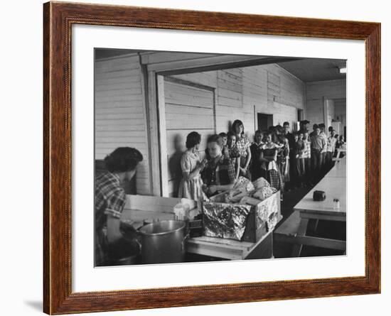 Long Line of Children Preparing to Receive their Free Lunches at the Rives Elementary School-John Dominis-Framed Photographic Print