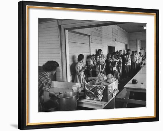 Long Line of Children Preparing to Receive their Free Lunches at the Rives Elementary School-John Dominis-Framed Photographic Print