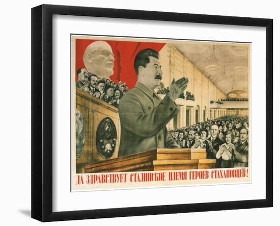 Long Live Stalin´S Generation of Stakhanov Heroes!, 1936-Gustav Klutsis-Framed Giclee Print