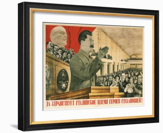 Long Live Stalin´S Generation of Stakhanov Heroes!, 1936-Gustav Klutsis-Framed Giclee Print