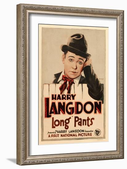 LONG PANTS, Harry Langdon on window card, 1927.-null-Framed Art Print