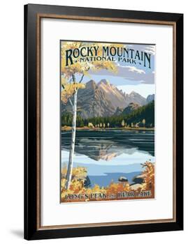 Long's Peak and Bear Lake - Rocky Mountain National Park-Lantern Press-Framed Art Print