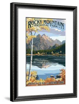 Long's Peak and Bear Lake - Rocky Mountain National Park-Lantern Press-Framed Art Print