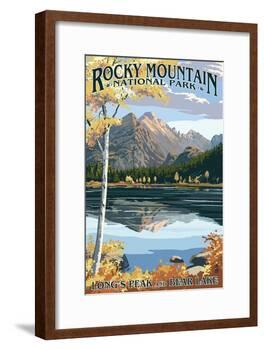 Long's Peak and Bear Lake - Rocky Mountain National Park-Lantern Press-Framed Art Print