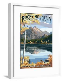 Long's Peak and Bear Lake - Rocky Mountain National Park-Lantern Press-Framed Art Print