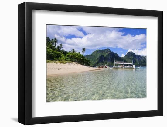 Long Sandy Beach in the Bacuit Archipelago, Palawan, Philippines-Michael Runkel-Framed Photographic Print