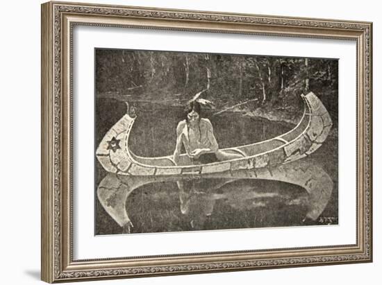 Long Sat Waiting for an Answer, from The Song of Hiawatha by Henry Wadsworth Longfellow-Frederic Sackrider Remington-Framed Giclee Print