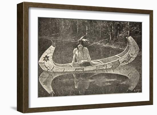Long Sat Waiting for an Answer, from The Song of Hiawatha by Henry Wadsworth Longfellow-Frederic Sackrider Remington-Framed Giclee Print
