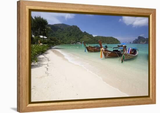 Long-Tail Boats and Beach of Ao Dalam Bay-Stuart Black-Framed Premier Image Canvas