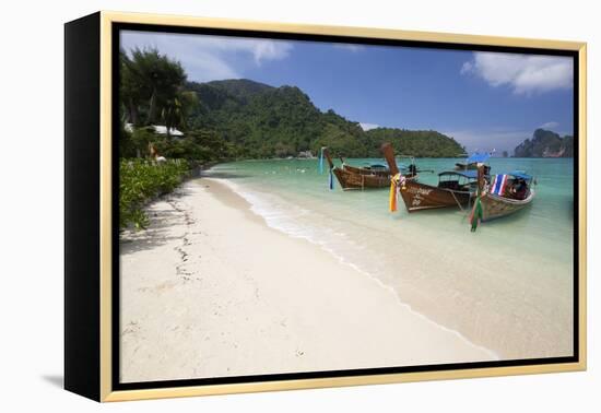 Long-Tail Boats and Beach of Ao Dalam Bay-Stuart Black-Framed Premier Image Canvas