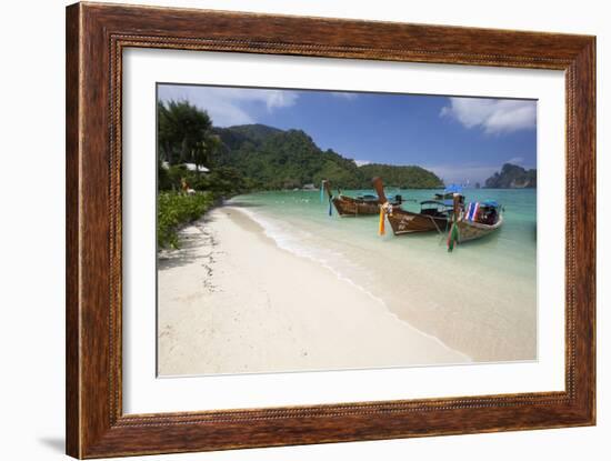 Long-Tail Boats and Beach of Ao Dalam Bay-Stuart Black-Framed Photographic Print