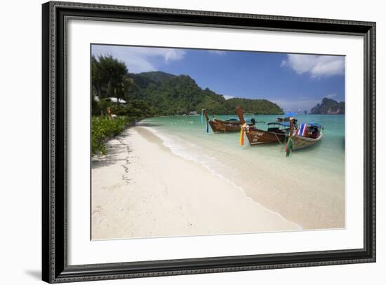 Long-Tail Boats and Beach of Ao Dalam Bay-Stuart Black-Framed Photographic Print