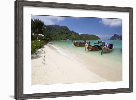 Long-Tail Boats and Beach of Ao Dalam Bay-Stuart Black-Framed Photographic Print