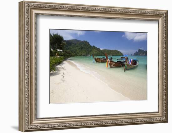 Long-Tail Boats and Beach of Ao Dalam Bay-Stuart Black-Framed Photographic Print