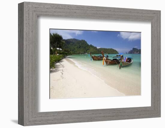 Long-Tail Boats and Beach of Ao Dalam Bay-Stuart Black-Framed Photographic Print